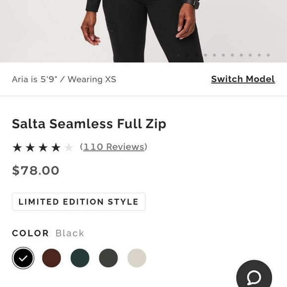 ISO Figs Black Salta Full Zip Large - Picture 2 of 2